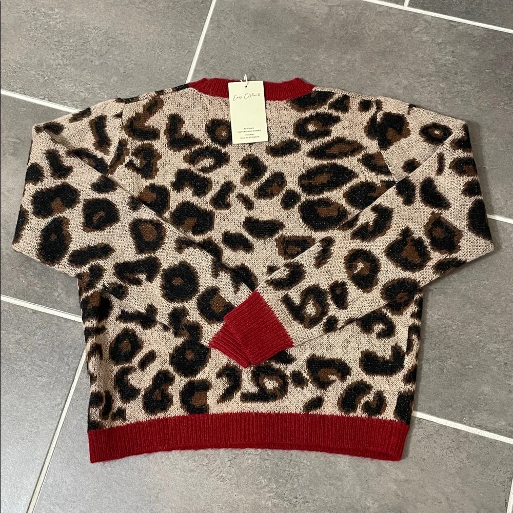 Easy Clothes Leopard And Red Riley Sweater size M/L - Picture 4 of 8